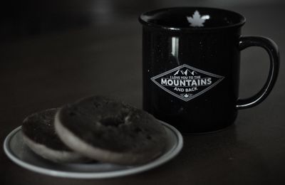 Close-up of coffee cup on table