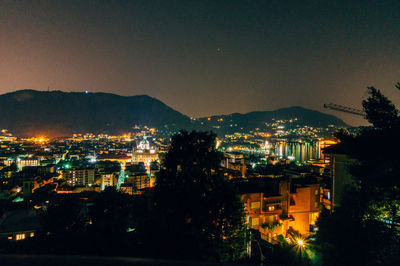 Illuminated cityscape at night