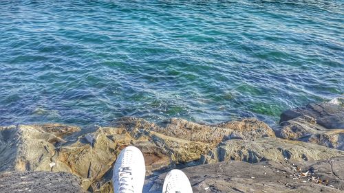 Low section of person at beach