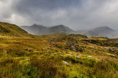 Scenic view of mountains against sky