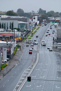 High angle view of city street