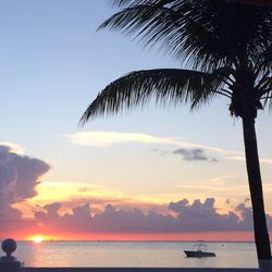 Scenic view of sea at sunset