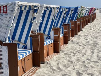 Beach chairs in a line 