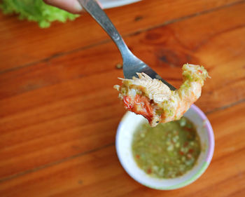 High angle view of food on table