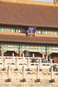 High angle view of temple outside building