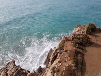 High angle view of sea waves