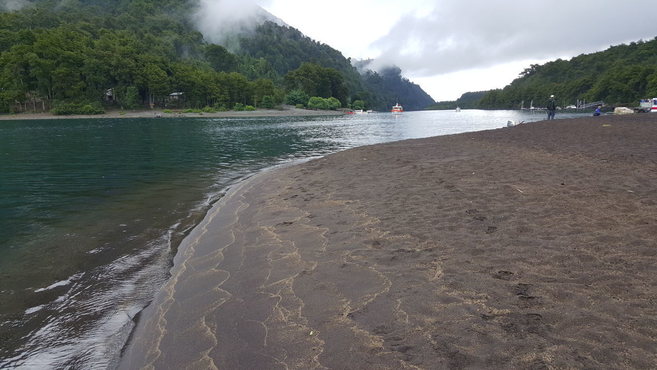 water, sky, tree, tranquility, tranquil scene, scenics, beauty in nature, nature, mountain, sea, beach, idyllic, cloud - sky, lake, sunlight, day, river, shore, cloud, outdoors