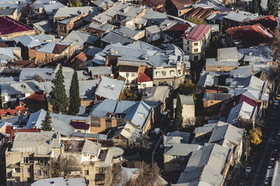 High angle view of buildings in city