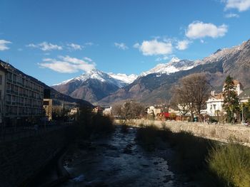 Scenic view of mountains against sky during winter