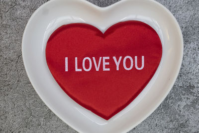 Close-up of heart shape with text