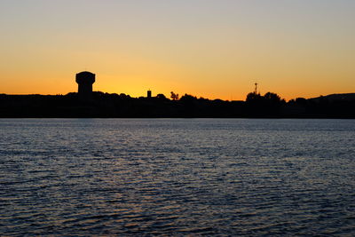 Scenic view of sea at sunset