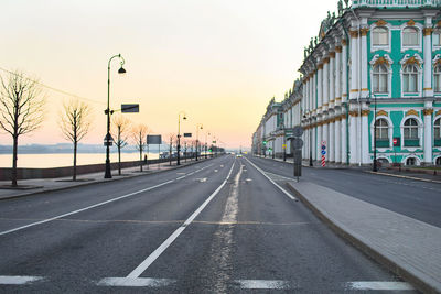 View of road along buildings