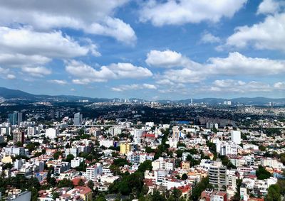 High angle view of townscape against sky