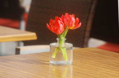 Close-up of flower vase on table