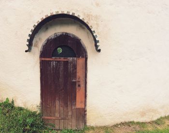 Closed door of house