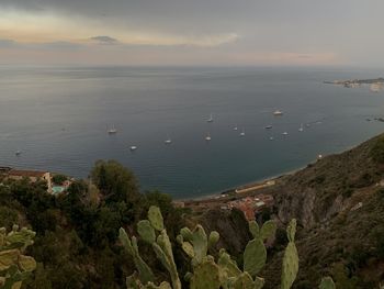 High angle view of sea against sky