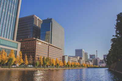 View of river with buildings in background