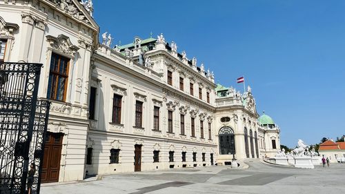 Low angle view of historic building against clear sky