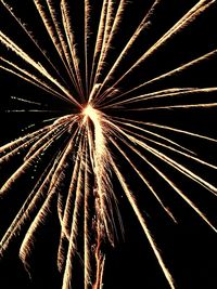 Low angle view of illuminated fireworks against sky at night