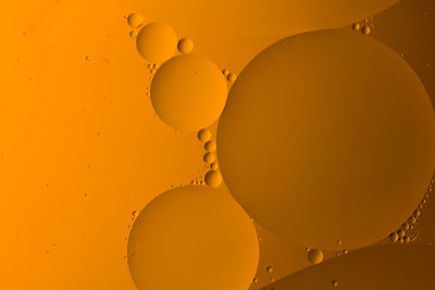 Close-up of bubbles in yellow water