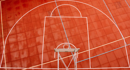 High angle view of basketball court