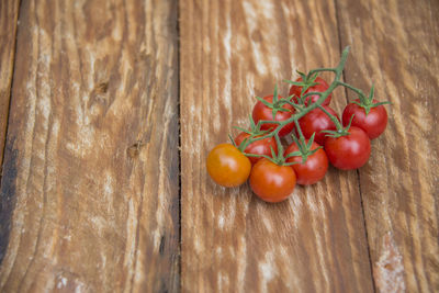 High angle view of tomatoes on table