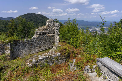 Ruins of castle fridrihstein above kocevje in south slovenia.