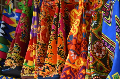 Full frame shot of colorful bags for sale at market