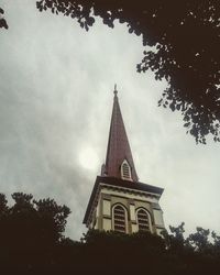 Low angle view of building against cloudy sky