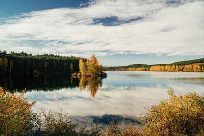 Scenic view of lake against sky