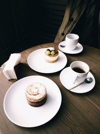 High angle view of breakfast on table