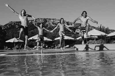 Group of people in swimming pool