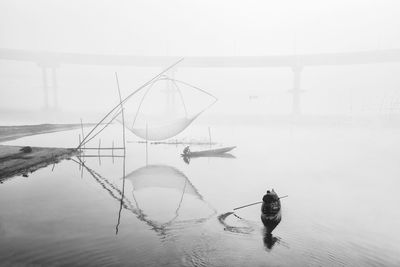 Fishing of winter morning