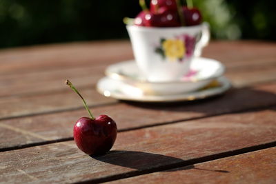 Close-up of strawberry on table