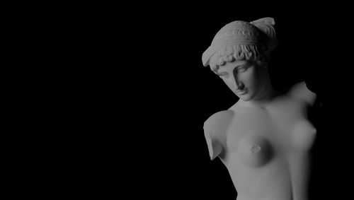 3d concept illustration of classical greek goddess sculpture in white marble isolated 
