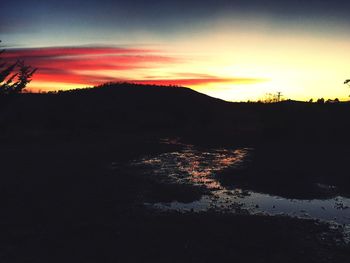 Scenic view of mountains at sunset