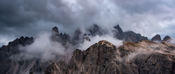 Panoramic view of majestic mountains against sky