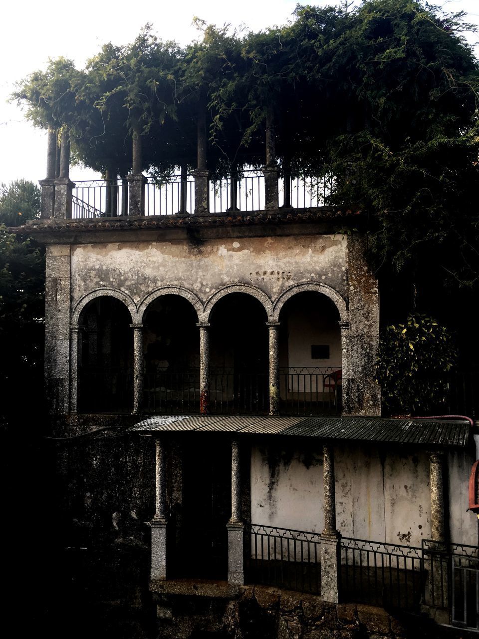 OLD RUIN BUILDING AGAINST TREES