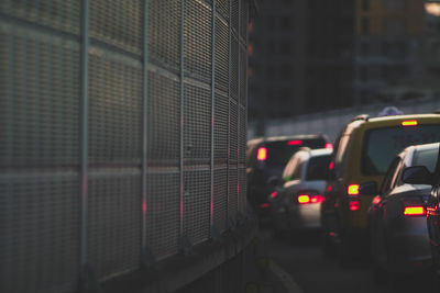 Cars moving in tunnel