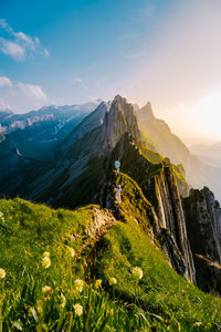 Scenic view of rocky mountains against sky