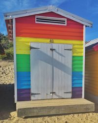 Multi colored built structure on beach