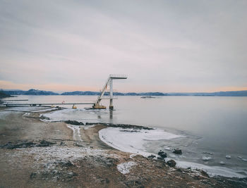 View of frozen sea against sky