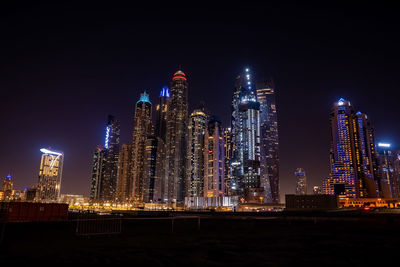 Dubai downtown city center skyline view at night