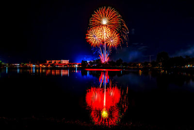 Firework display at night