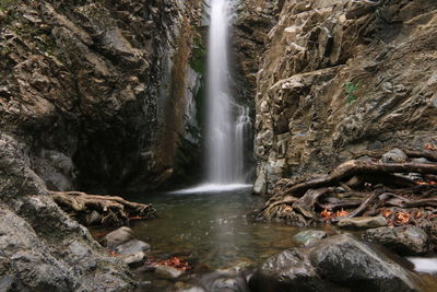 Scenic view of waterfall