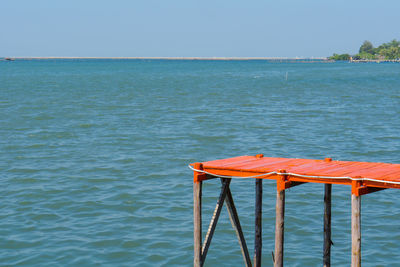 Scenic view of sea against clear sky