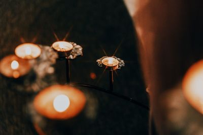 Close-up of illuminated lighting equipment