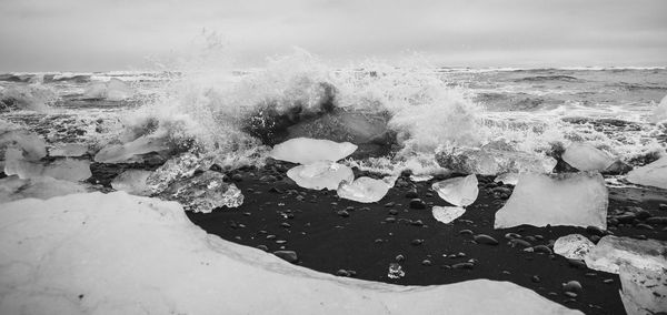 Water splashing on rocks