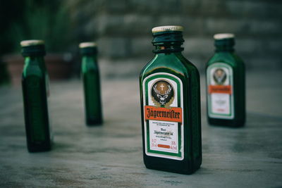 Close-up of bottles