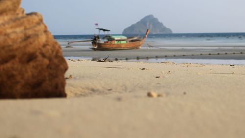 View of beach against clear sky